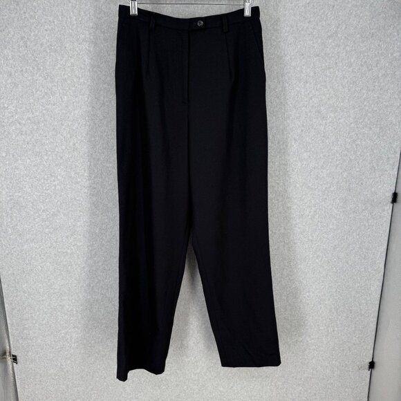 Pendleton Womens High Rise Wool Trouser Pant Size 6 Black Pleated Straight Leg - Picture 1 of 13